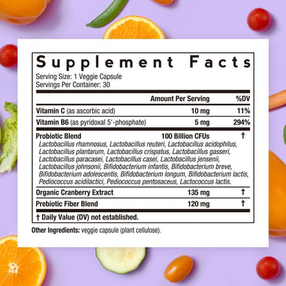 Doctor's Recipes Probiotika für Frauen, 100 Milliarden KBE, 18 probiotische Stämme, Präbiotika, Cranberry, P-5-P & Vitamin C, Vaginale, Verdauungs- & Immununterstützung, Haltbar, 30 vegane Kapseln