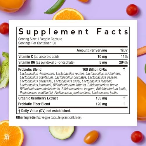 Doctor's Recipes Probiotika für Frauen, 100 Milliarden KBE, 18 probiotische Stämme, Präbiotika, Cranberry, P-5-P & Vitamin C, Vaginale, Verdauungs- & Immununterstützung, Haltbar, 30 vegane Kapseln