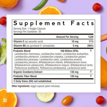Doctor's Recipes Probiotika für Frauen, 100 Milliarden KBE, 18 probiotische Stämme, Präbiotika, Cranberry, P-5-P & Vitamin C, Vaginale, Verdauungs- & Immununterstützung, Haltbar, 30 vegane Kapseln