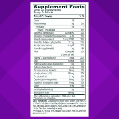 Vitafusion Power Plus Frauen Multivitamin Gummis – 90 Stück, Erdbeer- und Wassermelonengeschmack, unterstützt Nerven, Energiestoffwechsel, Knochen- und Immunsystem