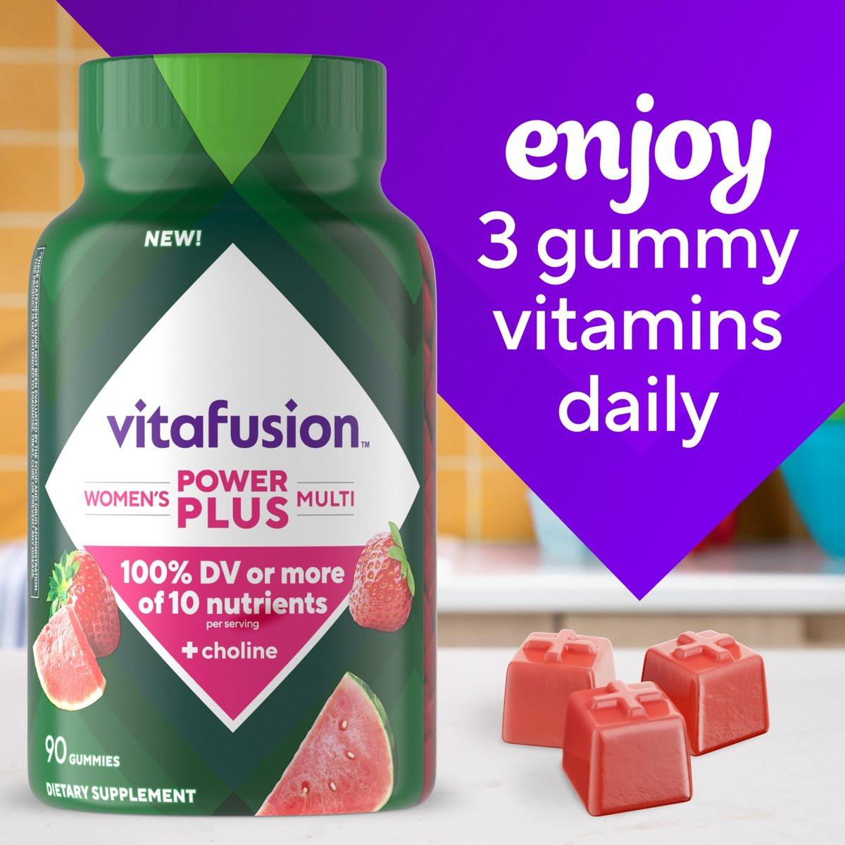 Vitafusion Power Plus Frauen Multivitamin Gummis – 90 Stück, Erdbeer- und Wassermelonengeschmack, unterstützt Nerven, Energiestoffwechsel, Knochen- und Immunsystem