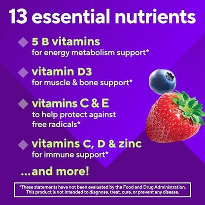 Vitafusion Sugar Free Men’s Multi Tägliche Gummimultivitamine, Unterstützt Energiestoffwechsel, Muskel- und Immunsystem, gemischte Beerengeschmacksrichtungen, 90 Stück