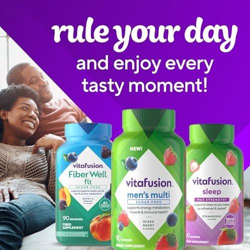 Vitafusion Sugar Free Men’s Multi Tägliche Gummimultivitamine, Unterstützt Energiestoffwechsel, Muskel- und Immunsystem, gemischte Beerengeschmacksrichtungen, 90 Stück