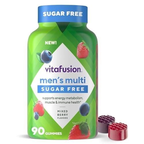 Vitafusion Sugar Free Men’s Multi Tägliche Gummimultivitamine, Unterstützt Energiestoffwechsel, Muskel- und Immunsystem, gemischte Beerengeschmacksrichtungen, 90 Stück