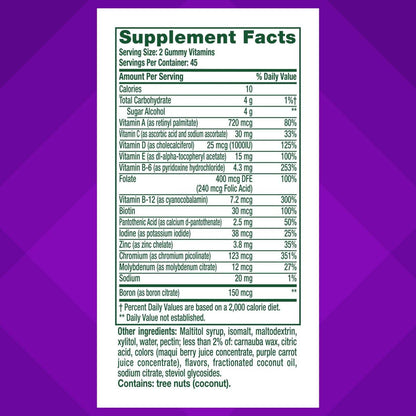 Vitafusion Sugar Free Men’s Multi Tägliche Gummimultivitamine, Unterstützt Energiestoffwechsel, Muskel- und Immunsystem, gemischte Beerengeschmacksrichtungen, 90 Stück
