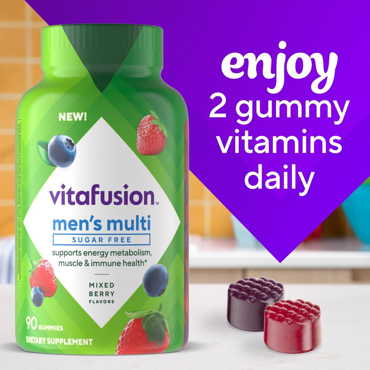 Vitafusion Sugar Free Men’s Multi Tägliche Gummimultivitamine, Unterstützt Energiestoffwechsel, Muskel- und Immunsystem, gemischte Beerengeschmacksrichtungen, 90 Stück
