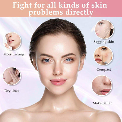Gesichtsmassagegerät mit Rotlichttherapie für Gesicht und Hals, 7 Farben, Hautverjüngung, Lifting, Toning, Glow Boost (Weiß)