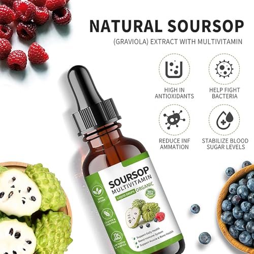 bogomo Soursop Bitters Liquid 2 Fl Oz – Graviola Blattextrakt Tropfen, Multivitamin für Zellunterstützung, Immunsystem & Entspannung