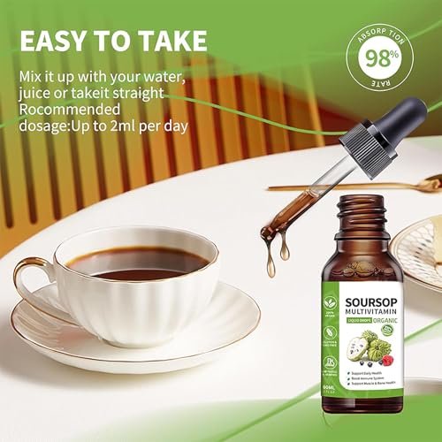 bogomo Soursop Bitters Liquid 2 Fl Oz – Graviola Blattextrakt Tropfen, Multivitamin für Zellunterstützung, Immunsystem & Entspannung