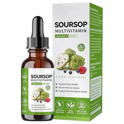 bogomo Soursop Bitters Liquid 2 Fl Oz – Graviola Blattextrakt Tropfen, Multivitamin für Zellunterstützung, Immunsystem & Entspannung