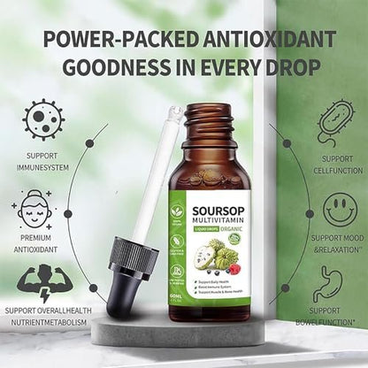 bogomo Soursop Bitters Liquid 2 Fl Oz – Graviola Blattextrakt Tropfen, Multivitamin für Zellunterstützung, Immunsystem & Entspannung