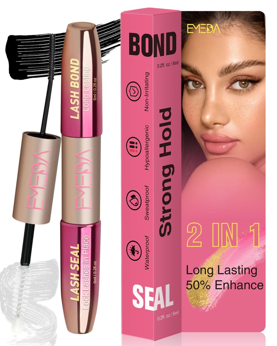 EMEDA 2-in-1 Wimperncluster-Kleber: Wasserfester Lash Bond & Seal für 72 Stunden starken Halt – Latexfrei & DIY