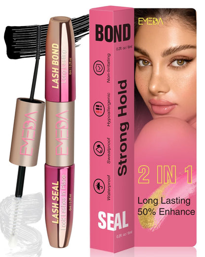 EMEDA 2-in-1 Wimperncluster-Kleber: Wasserfester Lash Bond & Seal für 72 Stunden starken Halt – Latexfrei & DIY