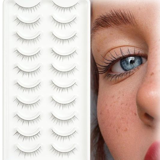 EMEDA Super Natürliche False Lashes 8mm – Kurze Wimpern für einen natürlichen Look ohne Make-up (1 Paar, Schwarz)