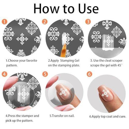 PH PandaHall 3er-Set French Flower Nail Art Stempelplatten – Edelstahl-Schablonen für Nageldesign, gemischte Blumenmotive, ethnischer Stil, für Maniküre-Salon