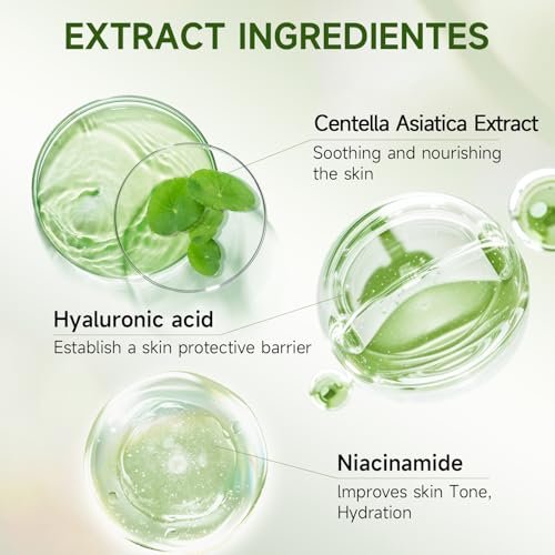 Centella Sonnencreme SPF50 PA++++ Beruhigende Feuchtigkeits-Gesichtssonnencreme mit Centella Asiatica Koreanische Sonnencreme Mattiert ohne Weißeln für fettige und empfindliche Haut