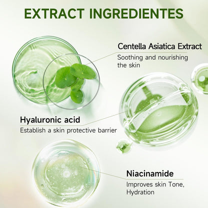 Centella Sonnencreme SPF50 PA++++ Beruhigende Feuchtigkeits-Gesichtssonnencreme mit Centella Asiatica Koreanische Sonnencreme Mattiert ohne Weißeln für fettige und empfindliche Haut