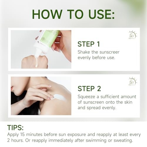 Centella Sonnencreme SPF50 PA++++ Beruhigende Feuchtigkeits-Gesichtssonnencreme mit Centella Asiatica Koreanische Sonnencreme Mattiert ohne Weißeln für fettige und empfindliche Haut