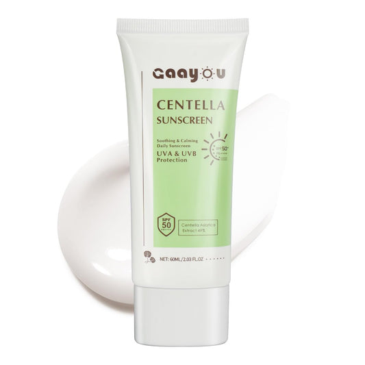 Centella Sonnencreme SPF50 PA++++ Beruhigende Feuchtigkeits-Gesichtssonnencreme mit Centella Asiatica Koreanische Sonnencreme Mattiert ohne Weißeln für fettige und empfindliche Haut
