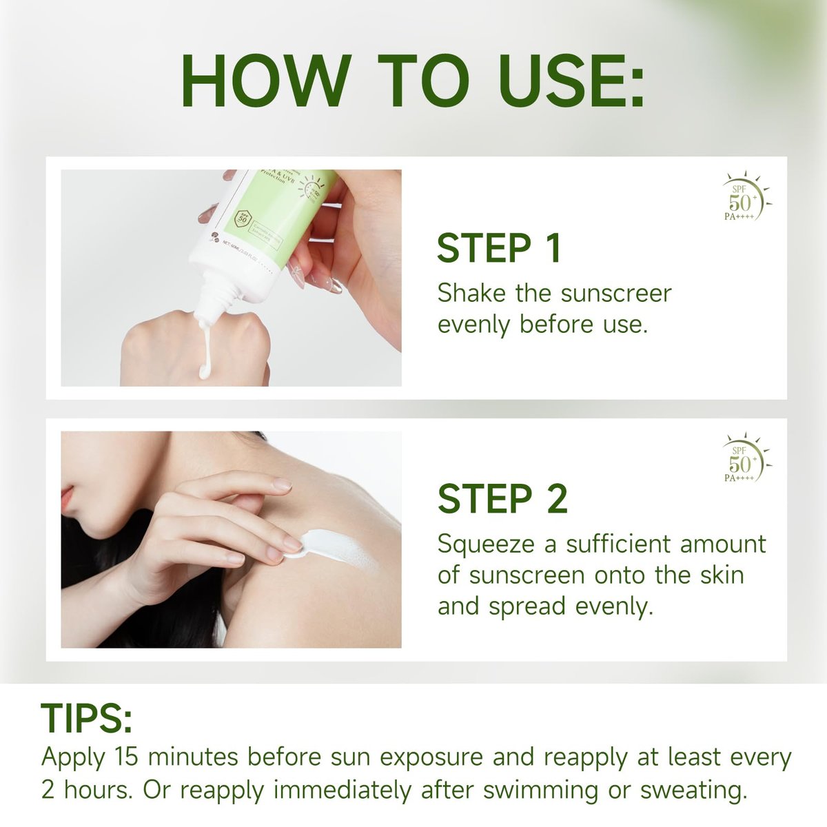 Centella Sonnencreme SPF50 PA++++ Beruhigende Feuchtigkeits-Gesichtssonnencreme mit Centella Asiatica Koreanische Sonnencreme Mattiert ohne Weißeln für fettige und empfindliche Haut
