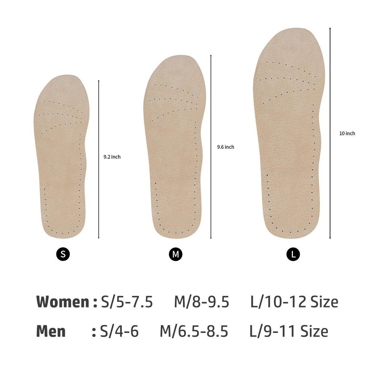 2 Paar Schweinsleder Sockenlose Einlegesohlen | Barfuß-Polster | Absorbiert Schweiß & kontrolliert Geruch | Tragen ohne Socken | Extra dünne Einlagen für Damen High Heels, Ballerinas, Sneakers, Medium 8-9,5