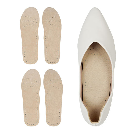 2 Paar Schweinsleder Sockenlose Einlegesohlen | Barfuß-Polster | Absorbiert Schweiß & kontrolliert Geruch | Tragen ohne Socken | Extra dünne Einlagen für Damen High Heels, Ballerinas, Sneakers, Medium 8-9,5