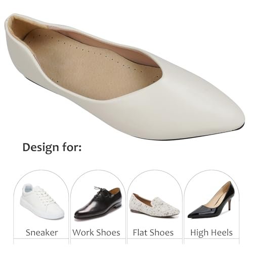 2 Paar Schweinsleder Sockenlose Einlegesohlen | Barfuß-Polster | Absorbiert Schweiß & kontrolliert Geruch | Tragen ohne Socken | Extra dünne Einlagen für Damen High Heels, Ballerinas, Sneakers, Medium 8-9,5