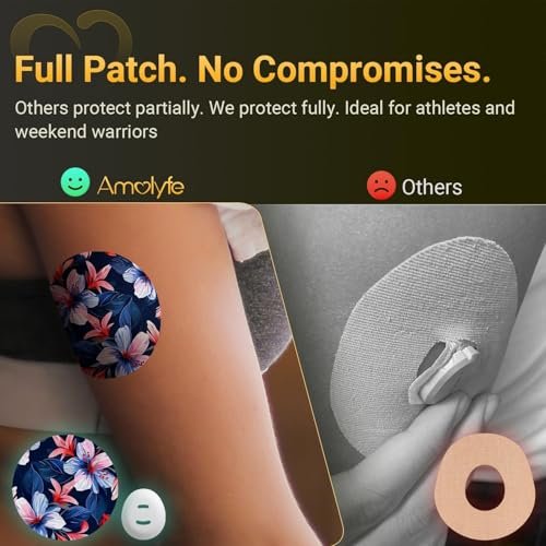 Amolyfe Dexcom G7 & Stelo Klebepflaster, 10er-Pack Überpflaster, stoßfest mit Hartschale, wasserdicht, atmungsaktiv, medizinisches Klebeband, 15-Tage-CGM-Schutz (B.Flower)
