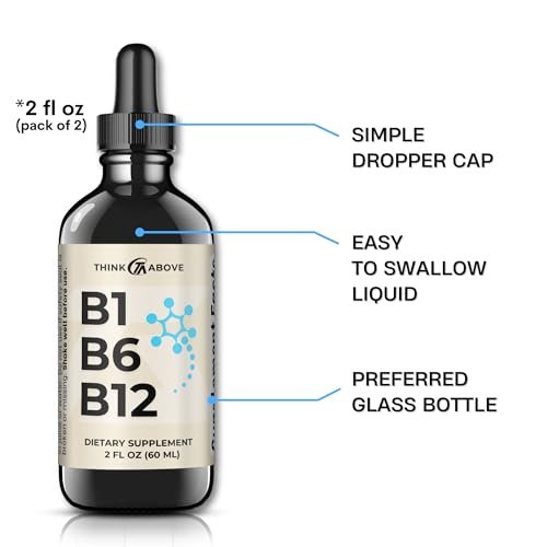 B1 B6 B12 Vitamin Liquid Drops - Nerven-, Energie- und Gehirnunterstützung - Fruchtiger Geschmack - Methylcobalamin, Thiamin, Pyridoxin (2er-Pack)