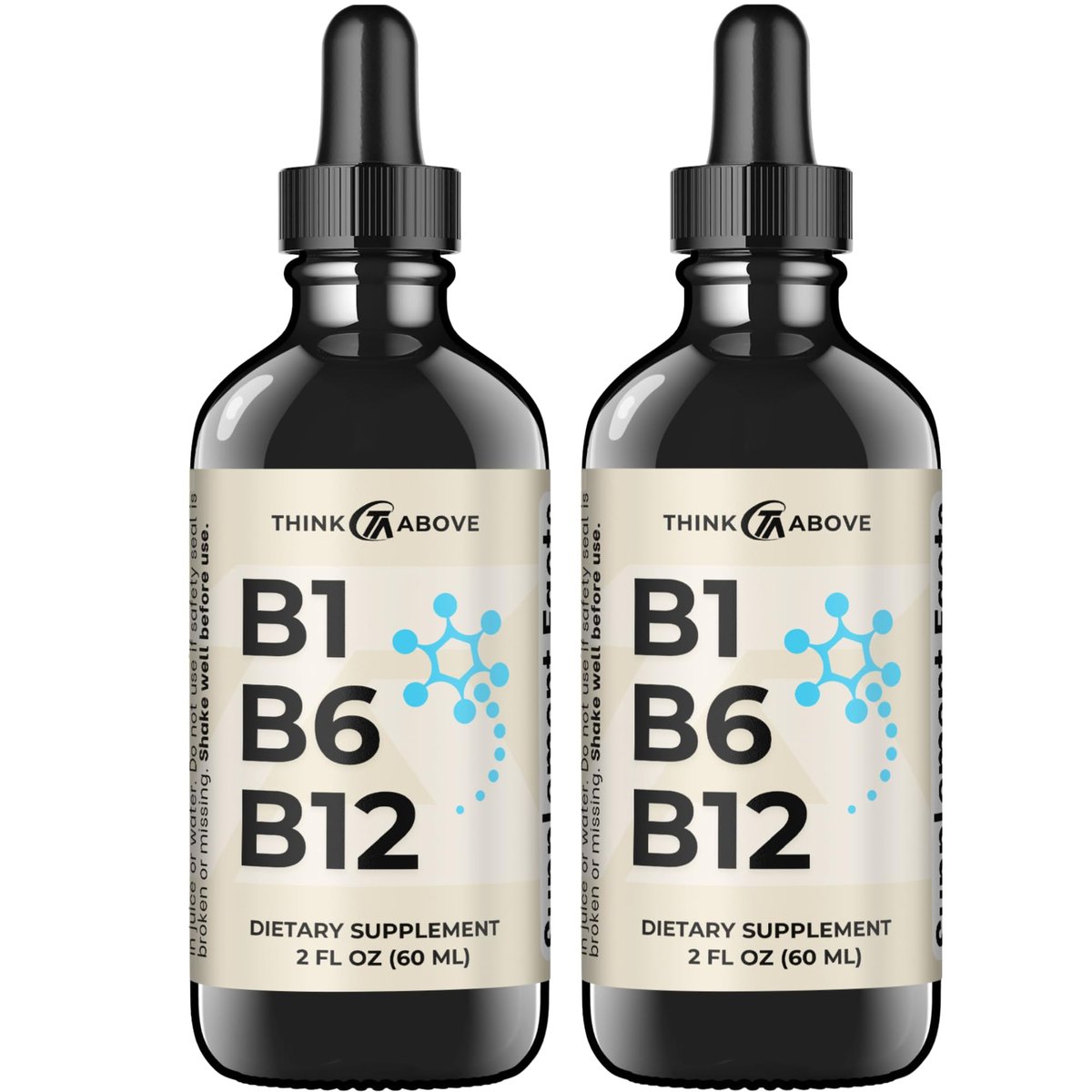 B1 B6 B12 Vitamin Liquid Drops - Nerven-, Energie- und Gehirnunterstützung - Fruchtiger Geschmack - Methylcobalamin, Thiamin, Pyridoxin (2er-Pack)