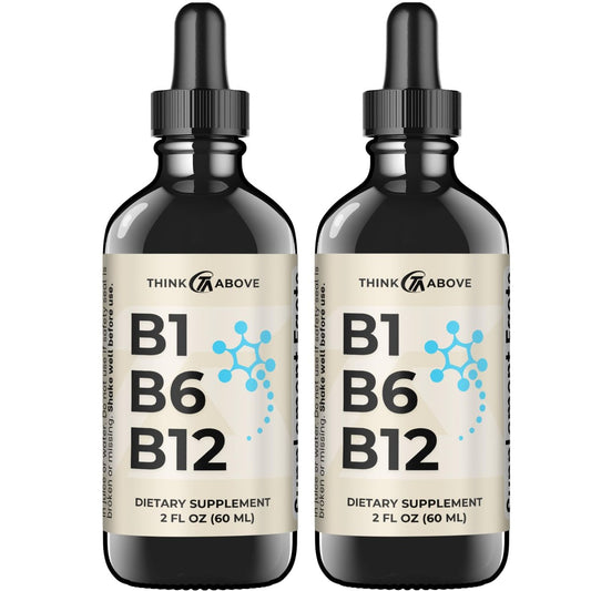 B1 B6 B12 Vitamin Liquid Drops - Nerven-, Energie- und Gehirnunterstützung - Fruchtiger Geschmack - Methylcobalamin, Thiamin, Pyridoxin (2er-Pack)