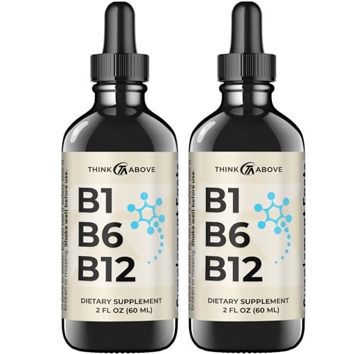 B1 B6 B12 Vitamin Liquid Drops - Nerven-, Energie- und Gehirnunterstützung - Fruchtiger Geschmack - Methylcobalamin, Thiamin, Pyridoxin (2er-Pack)