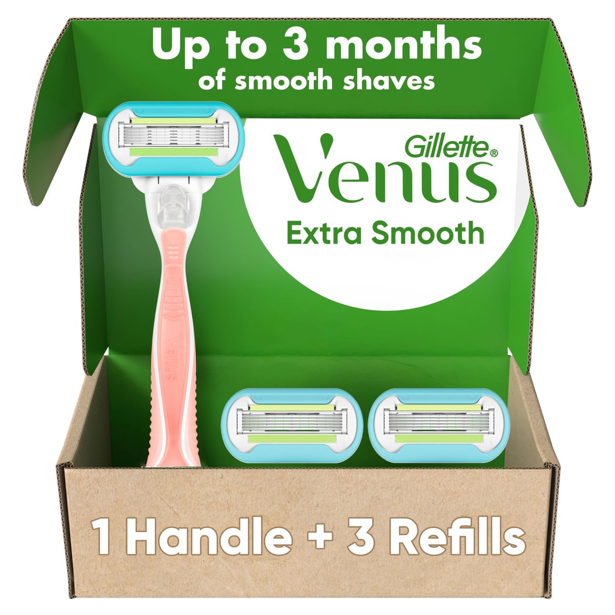 Gillette Venus Extra Smooth Pink Damenrasierer Griff + 3 Ersatzklingen