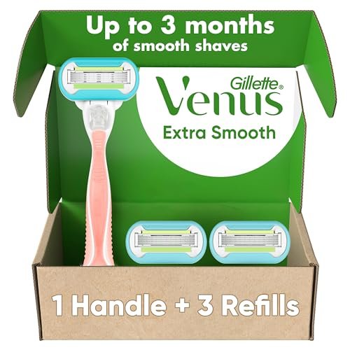 Gillette Venus Extra Smooth Pink Damenrasierer Griff + 3 Ersatzklingen