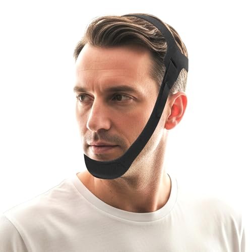 Kinnriemen für Schlaf, CPAP-Kinnriemen, Anti-Schnarchen, verstellbar, atmungsaktiv und bequem