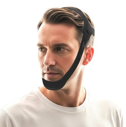 Kinnriemen für Schlaf, CPAP-Kinnriemen, Anti-Schnarchen, verstellbar, atmungsaktiv und bequem