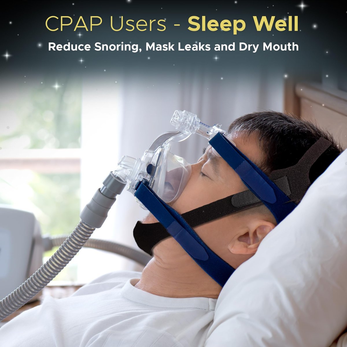 Kinnriemen für Schlaf, CPAP-Kinnriemen, Anti-Schnarchen, verstellbar, atmungsaktiv und bequem