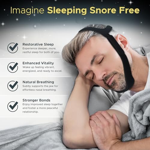 Kinnriemen für Schlaf, CPAP-Kinnriemen, Anti-Schnarchen, verstellbar, atmungsaktiv und bequem