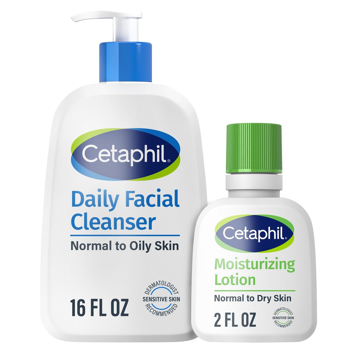 Cetaphil Täglicher Gesichtsreiniger für Mischhaut bis fettige, empfindliche Haut, 473 ml + Feuchtigkeitslotion 59 ml
