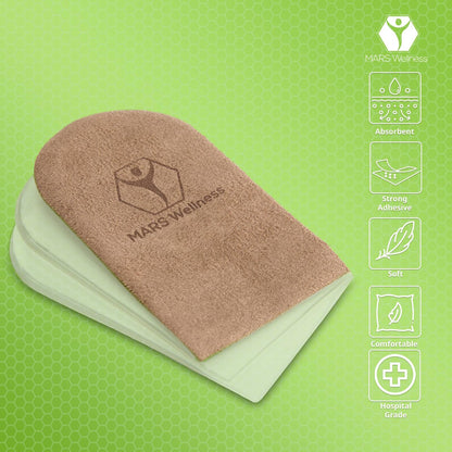 Mars Wellness Gel-Fersenlift – 3 Schichten, je 3 mm, verstellbare Höhe – Weicher Wildleder-Fersenkeil zur Schmerzlinderung – Schuh Einlagen für Männer und Frauen – Medium