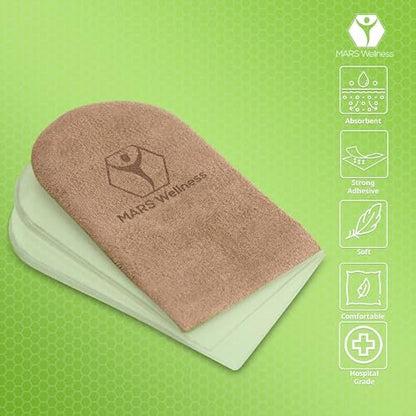 Mars Wellness Gel-Fersenlift – 3 Schichten, je 3 mm, verstellbare Höhe – Weicher Wildleder-Fersenkeil zur Schmerzlinderung – Schuh Einlagen für Männer und Frauen – Medium