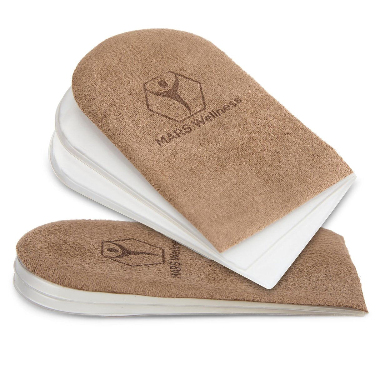 Mars Wellness Gel-Fersenlift – 3 Schichten, je 3 mm, verstellbare Höhe – Weicher Wildleder-Fersenkeil zur Schmerzlinderung – Schuh Einlagen für Männer und Frauen – Medium