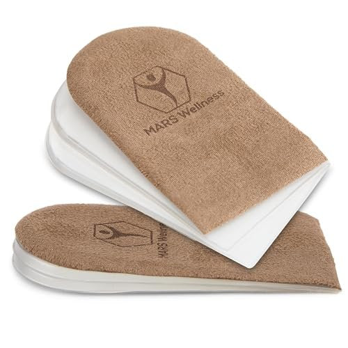 Mars Wellness Gel-Fersenlift – 3 Schichten, je 3 mm, verstellbare Höhe – Weicher Wildleder-Fersenkeil zur Schmerzlinderung – Schuh Einlagen für Männer und Frauen – Medium