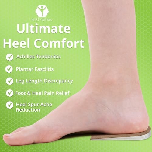Mars Wellness Gel-Fersenlift – 3 Schichten, je 3 mm, verstellbare Höhe – Weicher Wildleder-Fersenkeil zur Schmerzlinderung – Schuh Einlagen für Männer und Frauen – Medium