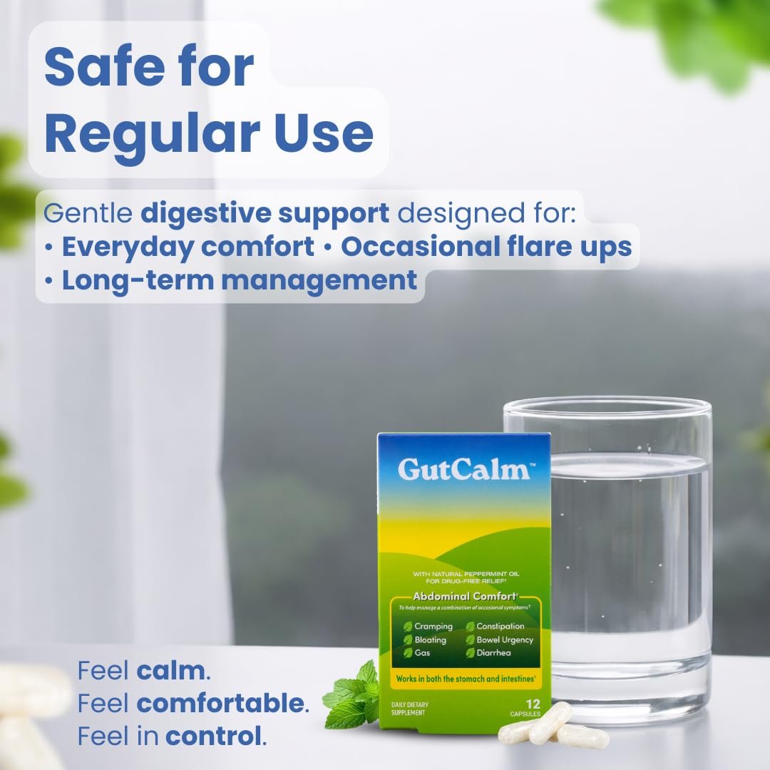 GutCalm IBS Relief – Pfefferminzöl-Kapseln gegen Blähungen, Verstopfung und für mehr Verdauungskomfort – 12 Stück