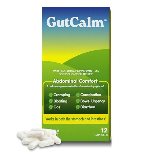 GutCalm IBS Relief – Pfefferminzöl-Kapseln gegen Blähungen, Verstopfung und für mehr Verdauungskomfort – 12 Stück