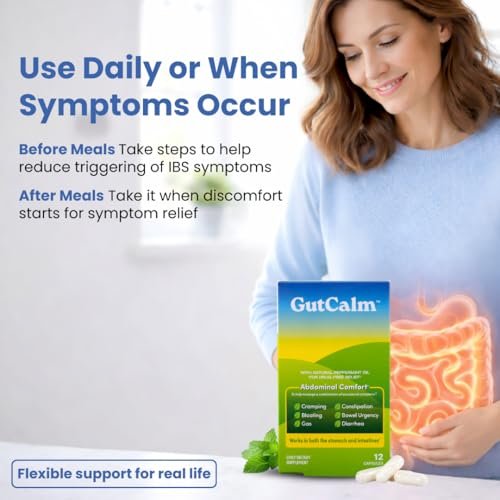GutCalm IBS Relief – Pfefferminzöl-Kapseln gegen Blähungen, Verstopfung und für mehr Verdauungskomfort – 12 Stück