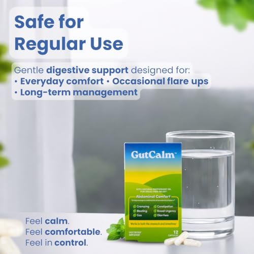 GutCalm IBS Relief – Pfefferminzöl-Kapseln gegen Blähungen, Verstopfung und für mehr Verdauungskomfort – 12 Stück