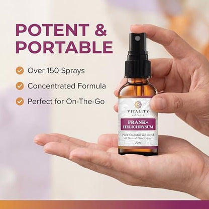 Vitality Extracts Frank+ Helichrysum Ätherisches Öl Blend - 30ml Sprühflasche, Weihrauch Boswellia Serrata, Aromatherapie, Sanfte Haut, Linderung von Alltagsbeschwerden und Schmerzen, Natürlich