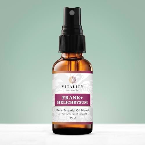Vitality Extracts Frank+ Helichrysum Ätherisches Öl Blend - 30ml Sprühflasche, Weihrauch Boswellia Serrata, Aromatherapie, Sanfte Haut, Linderung von Alltagsbeschwerden und Schmerzen, Natürlich